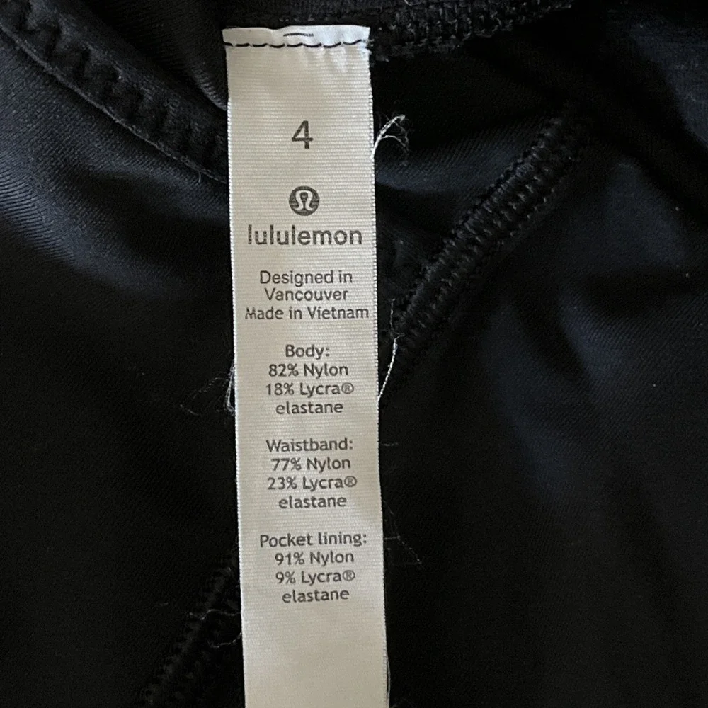 Lululemon Capri Leggings Womens 4 Zip Pockets Compression Black